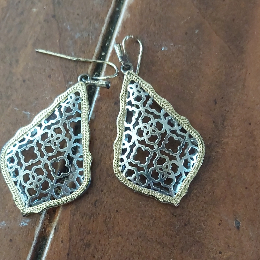 Kendra Scott Gold and Silver Filigree Earrings